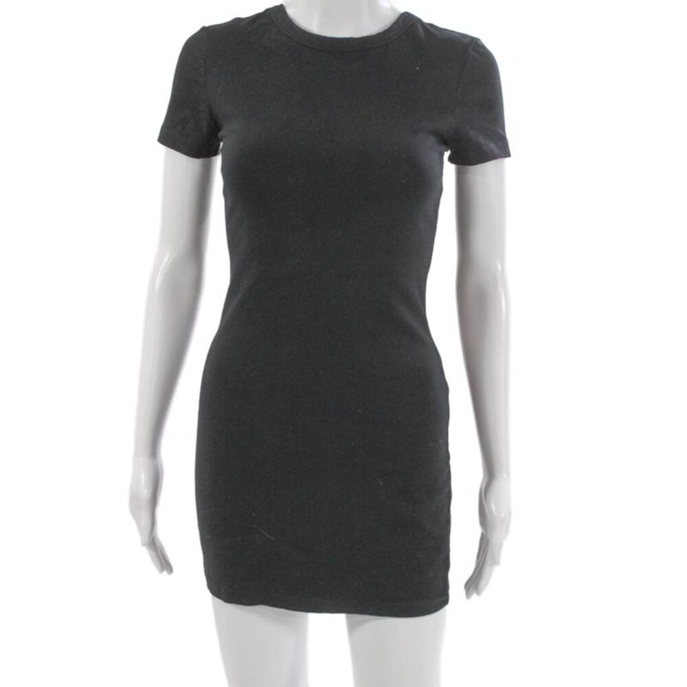 T Alexander Wang Women Basic Crew Neck Short Sleeve T-Shirt Gray Size XS
